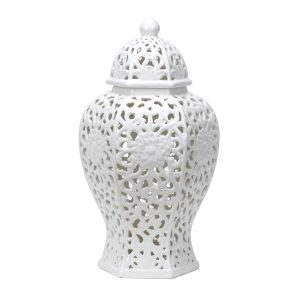 Ceramic White Pierced Jar