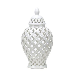 Ceramic White Pierced Jar