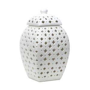 Ceramic White Pierced Jar