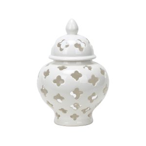 Ceramic White Pierced Jar