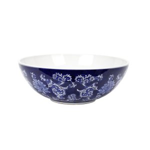 Porcelain Blue and White Peony with Scrolling Leaves Motif Bowl