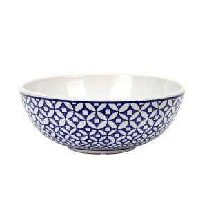 Porcelain Blue and White Modern Coins Motif Bowl