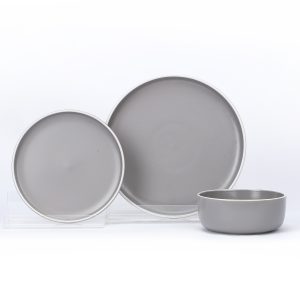 Gray Ceramic Dinnerware set – – 12 pcs in box
