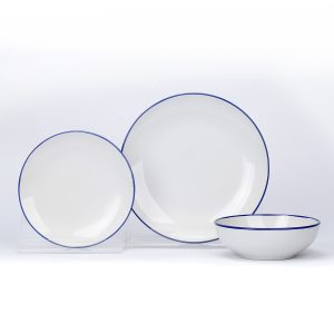 Ceramic White Blue Dinnerware set of 3pcs / Total 12 pcs for 4 people