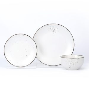 Ceramic White Black Dinnerware set of 3pcs / Total 12 pcs for 4 people