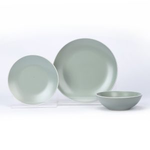 Ceramic Green Dinnerware set of 3 pcs / Total 12 pcs for 4 people