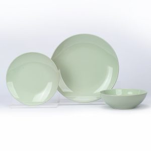 Ceramic Green Dinnerware set of 3 pcs / Total 12 pcs for 4 people