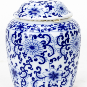 Porcelain Blue and White Floral Tea Jar
