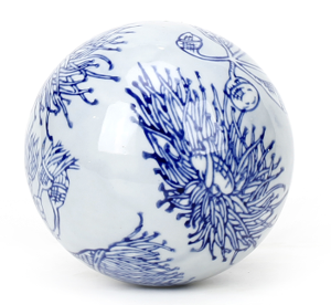 Porcelain Blue and White Floral Orb