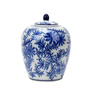 Porcelain Blue and White Floral Ginger Jar