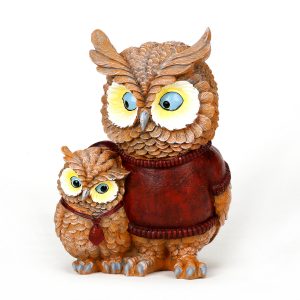 Polyresin Owl Father and Son Garden Sculpture